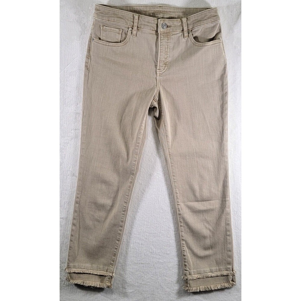 Chico's So Slimming Girlfriend Slim Leg Crop Jeans Womens Size 29 US Khaki Denim
